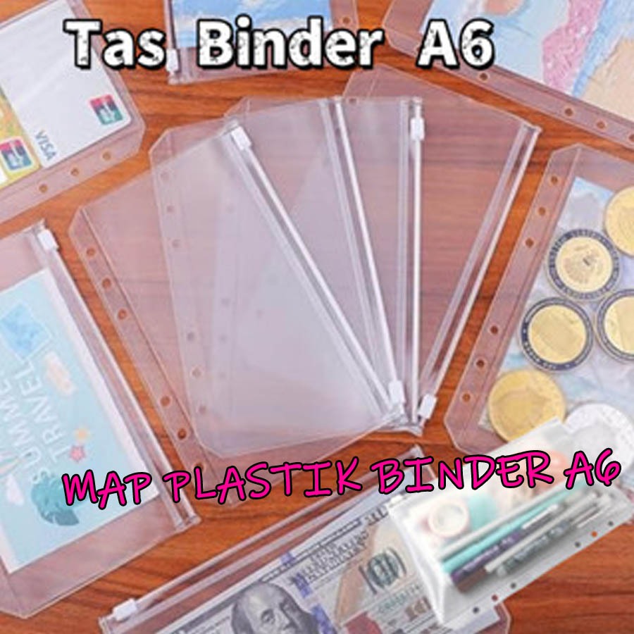 

❗❗❗Map Plastik Binder A6 Tas Zipper 6 Ring - Kantong Dokumen Tahan Air / Anti Air, Bahan PVC Kuat, Untuk Map Binder / Organizer Dokumen (Isi 10/30/50 Lembar)