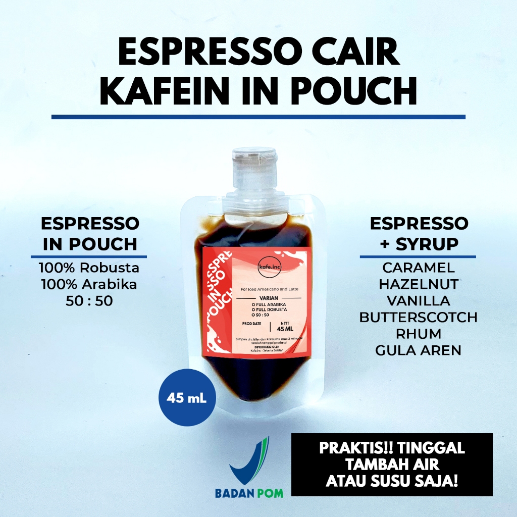

(LBulus) Espressso Cair in Pouch dan Espresso with Syrup 45 ml Kafein (SAMEDAY)