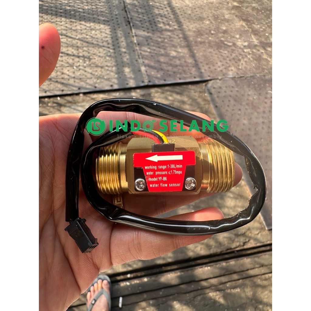 FLOW SENSOR KUNINGAN 3/4” PERTAMINI POM MINI ALIRAN WATER AIR MINYAK CAIRAN BRASS YF-B6 1-30L/MIN