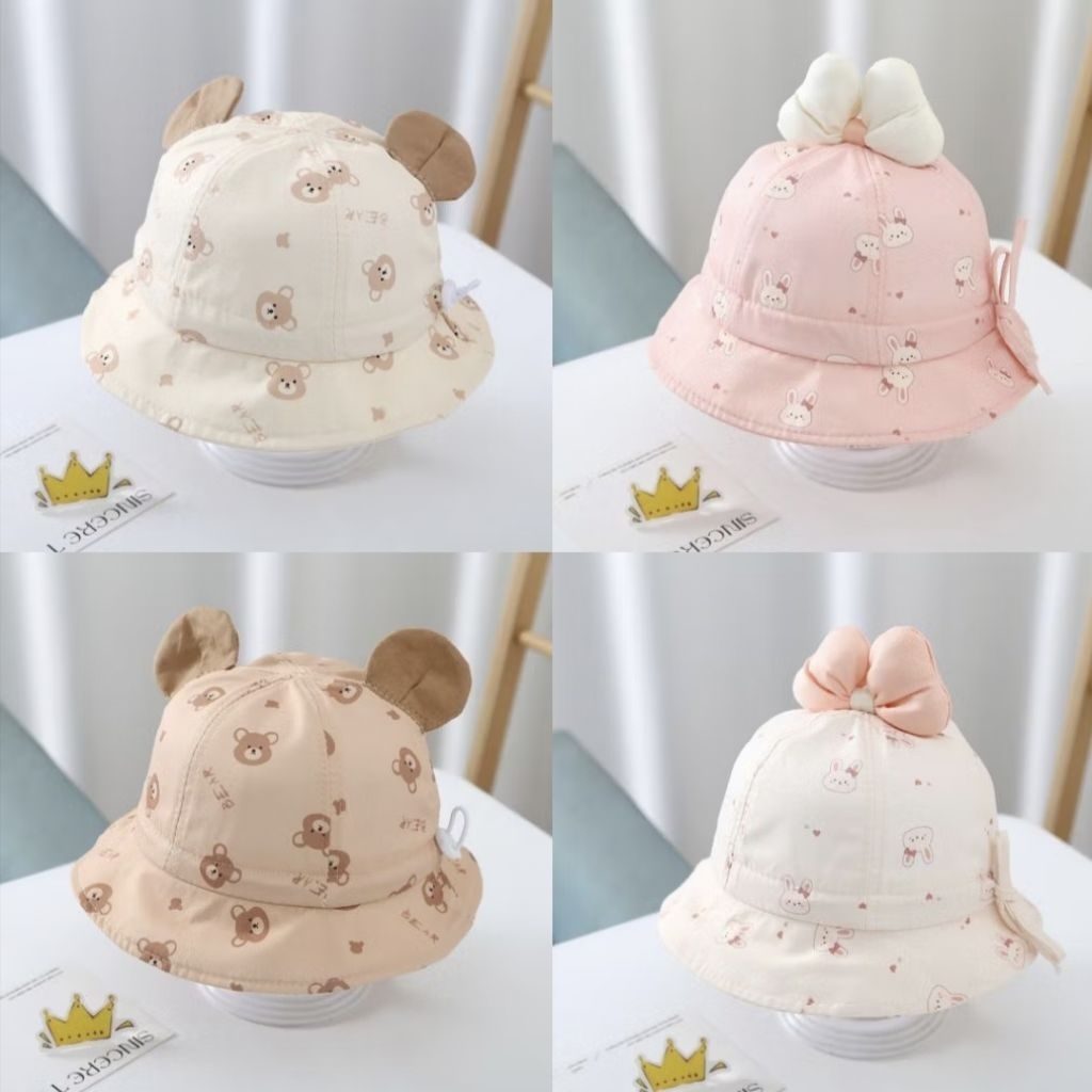 TB034 Topi Bundar bayi Bucket hat kelinci Bunny perempuan baby girl style korea