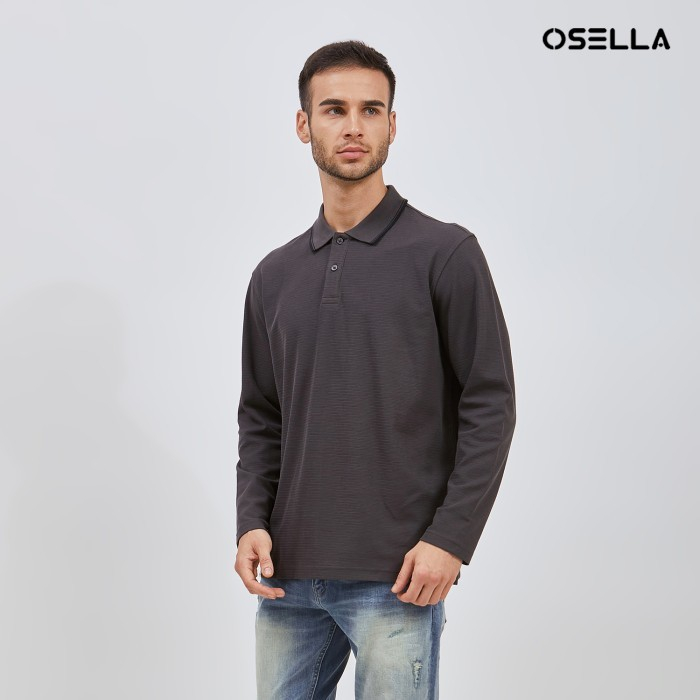 Osella Pearson Long Textured Polo Shirt 20275001 | Kaos Polo Pria Lengan Panjang