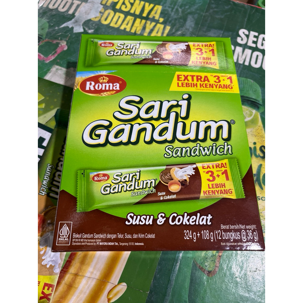 

Roma Sari Gandum Sandwich Susu & Cokelat 1 Box Pak 12 Pcs - Coklat