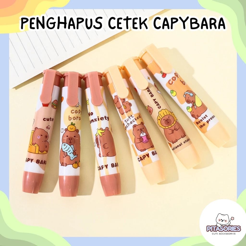 

Penghapus Cetek Capybara Premium Mekanik Panjang bentuk Pulpen Kapibara Lucu Unik Imut Termurah Grosir Cod