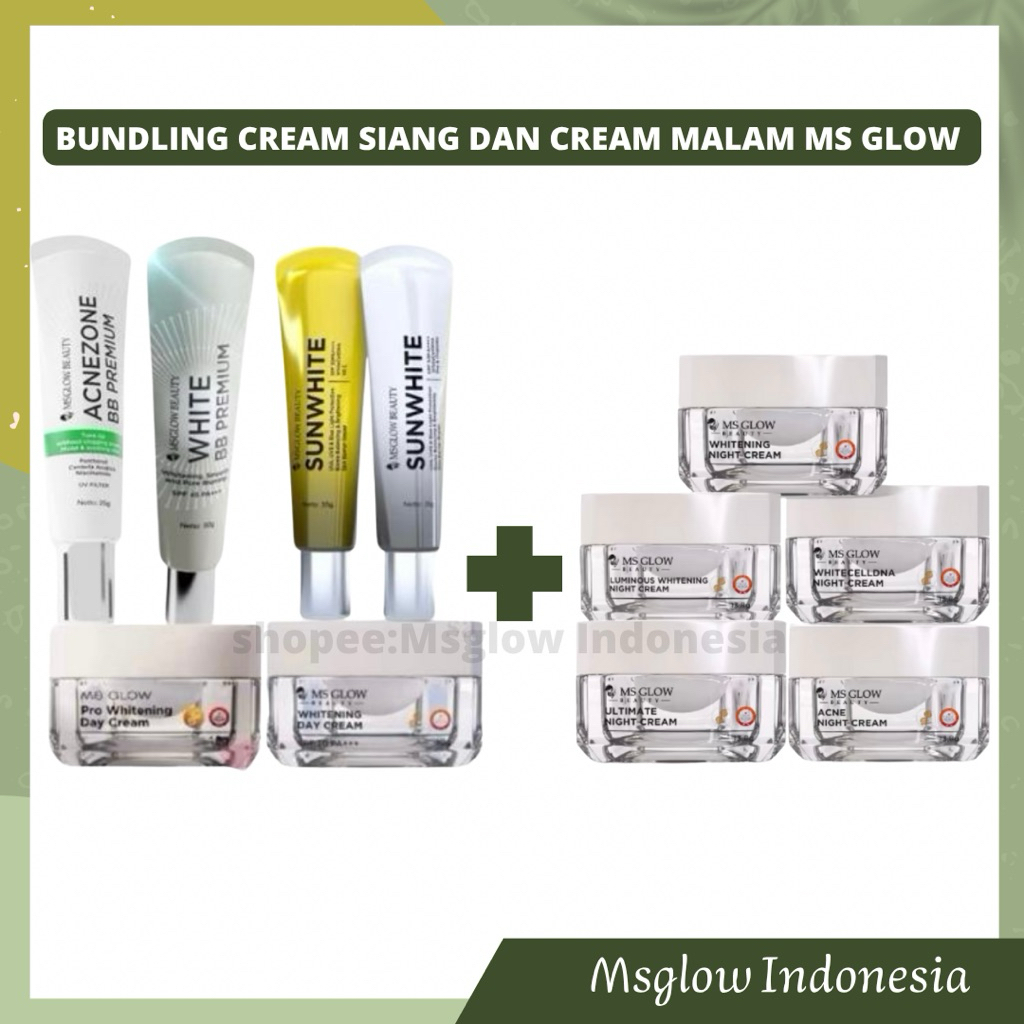 (BUNDLING ISI 2 )CREAM MALAM DAN CREAM SIANG MS GLOW