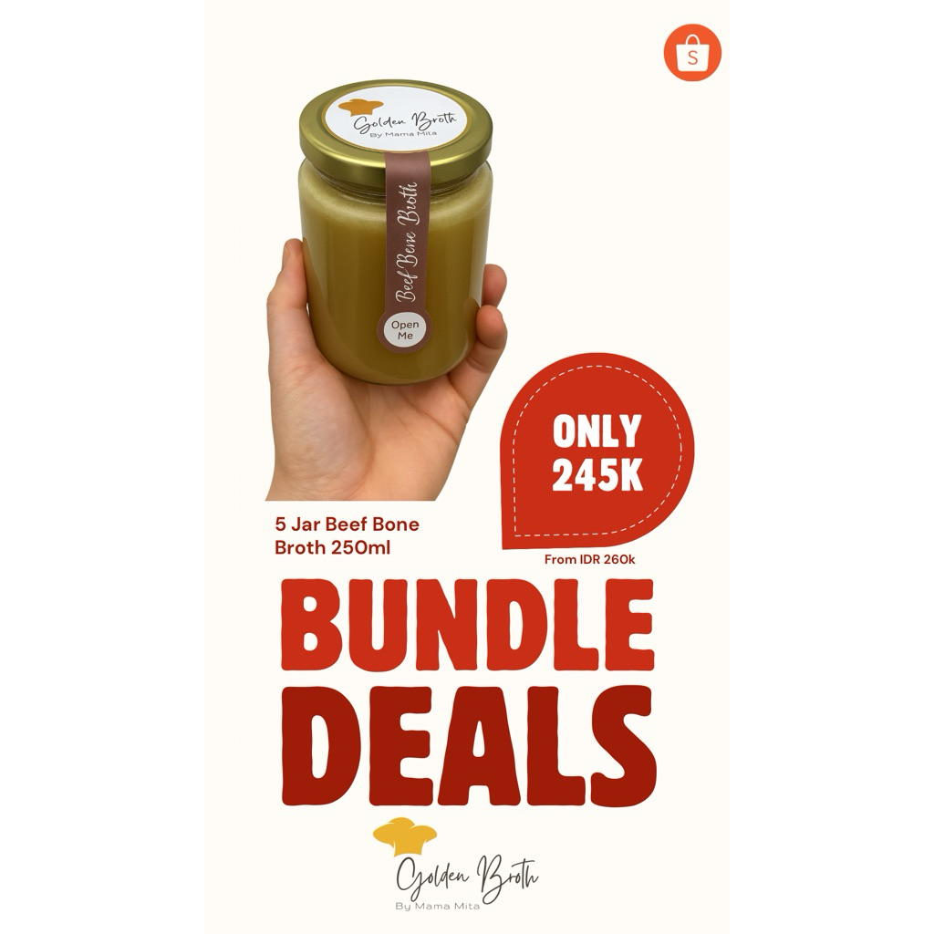 

BUNDLING 5 JAR BEEF BONE BROTH GOLDEN BROTH BY MAMA MITA