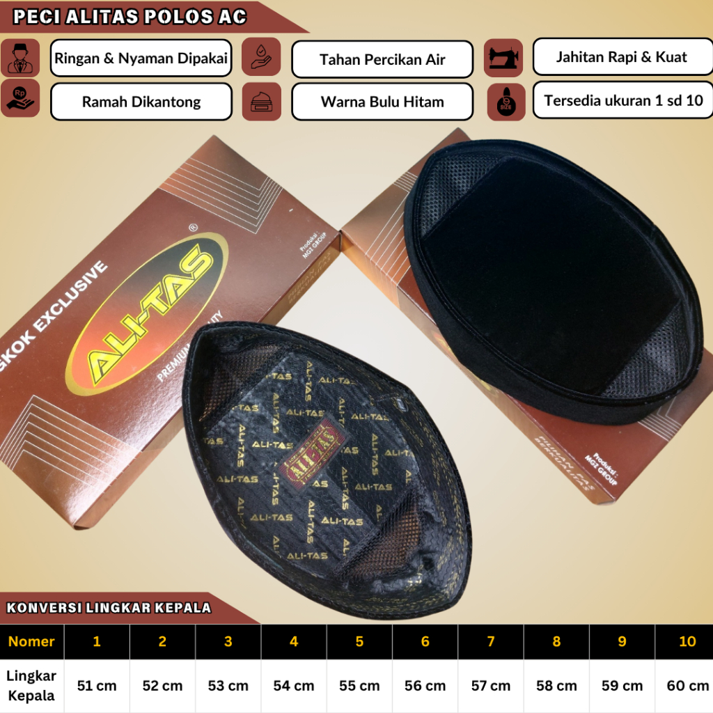 Peci Hitam Polos AC, Peci Dewasa ALITAS AC bahan BLUDRU TAHAN AIR, Peci Polos AC, Peci Anak Hitam, P