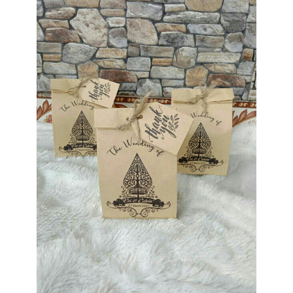 

Paperbag souvenir mini custom desain uk 7*4*11/wedding/hajatan/olshop