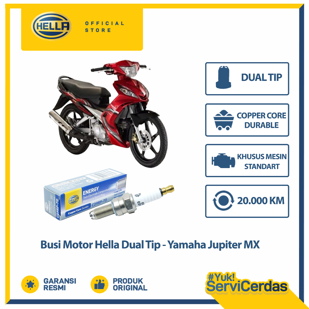 Busi Motor Yamaha Jupiter Mx Hella Dual Tip CD9RP-7D - Busi Jupiter Mx