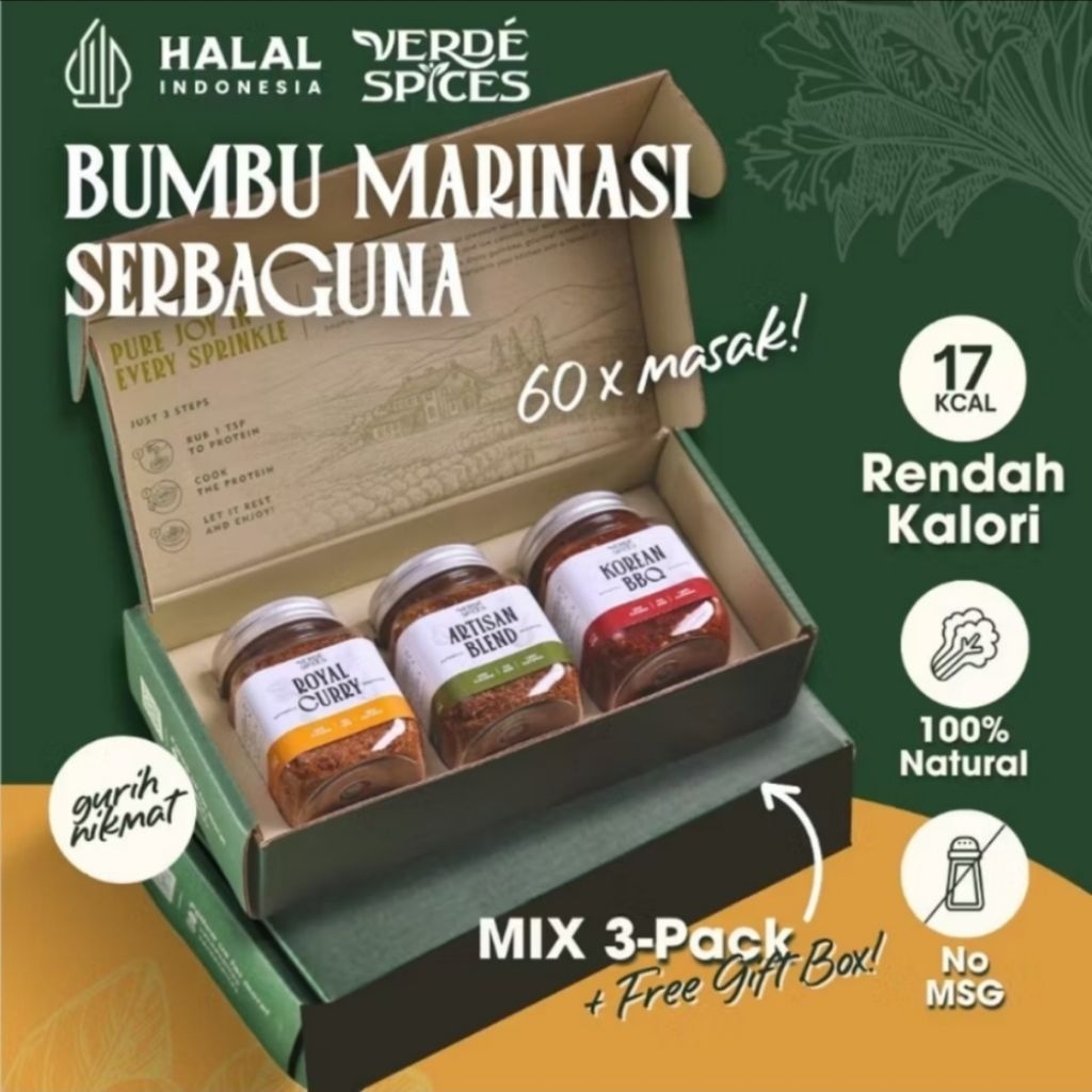 

Verde Spices DIET Mix 3-PACK | Bumbu Marinasi Dry Rub BBQ Rendah Kalori Serbaguna