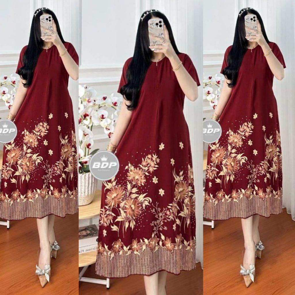 Daster Viral Wanita Lengan Pendek Daster Rayon Rumahan Kekinian Busui Resleting Depan