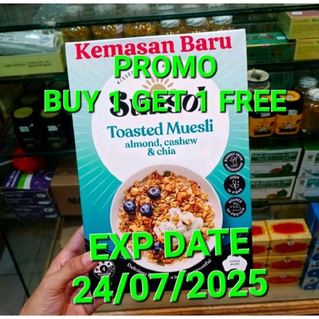 

sunsol toasted muesli almond, cashew & chia sereal sehat