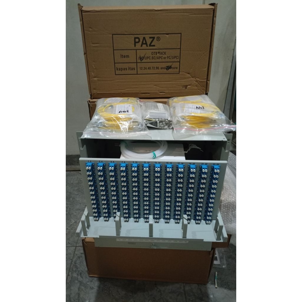 OTB RACK PAZ 288 Core LC UPC lengkap. merk original Paz sampai aksesoris
