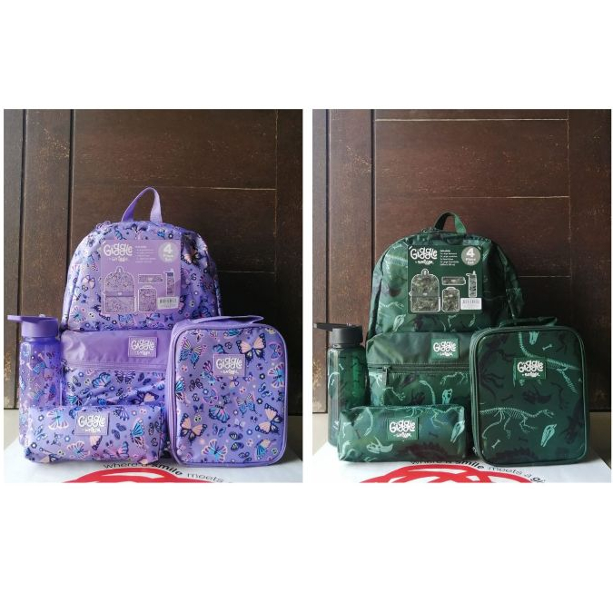 Giggle By Smigle Large 4 Piece Bundle backpack tas sekolah ransel anak SD ready Stock