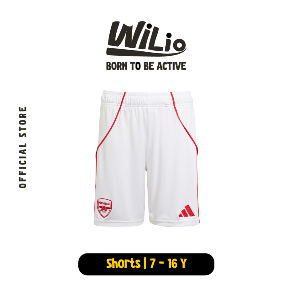 ADIDAS Arsenal 25/26 Home Shorts Kids JI9528 - Celana Pendek Anak (Putih)