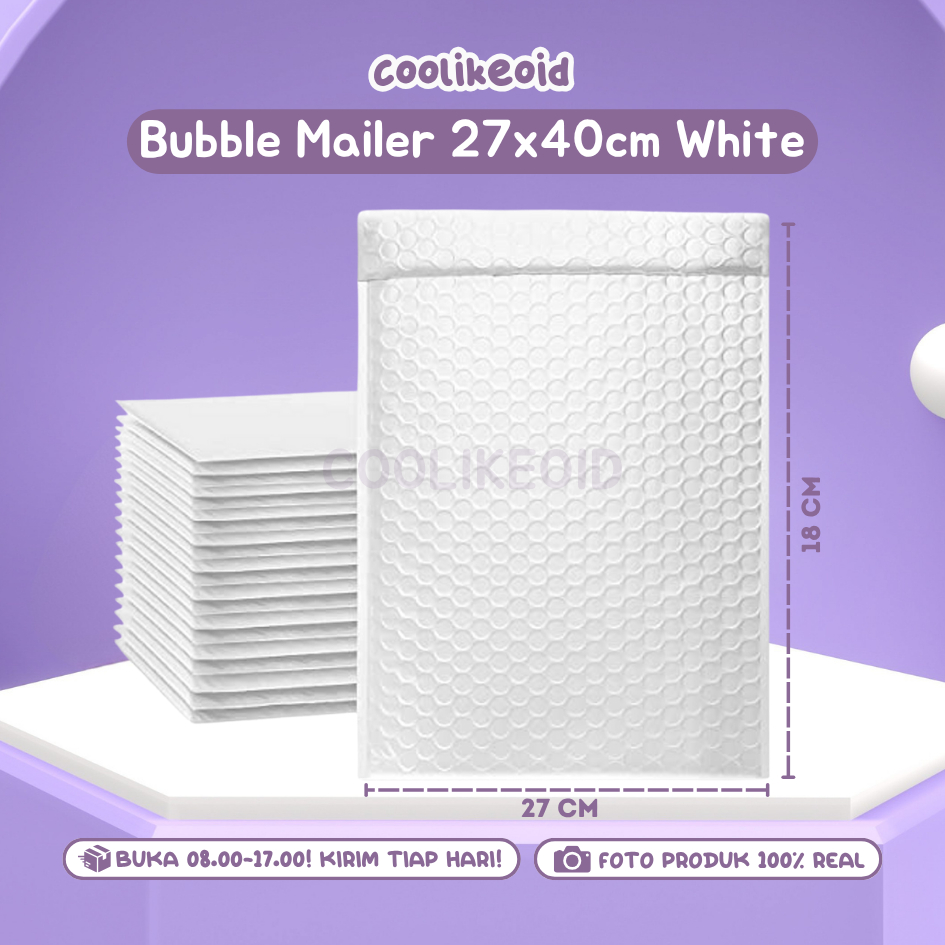 

[READY] BUBBLE MAILER WARNA PUTIH JUMBO UKURAN 27x40 AMPLOP BUBBLEWRAP TEBAL BERKUALITAS UNTUK PACKING BAJU
