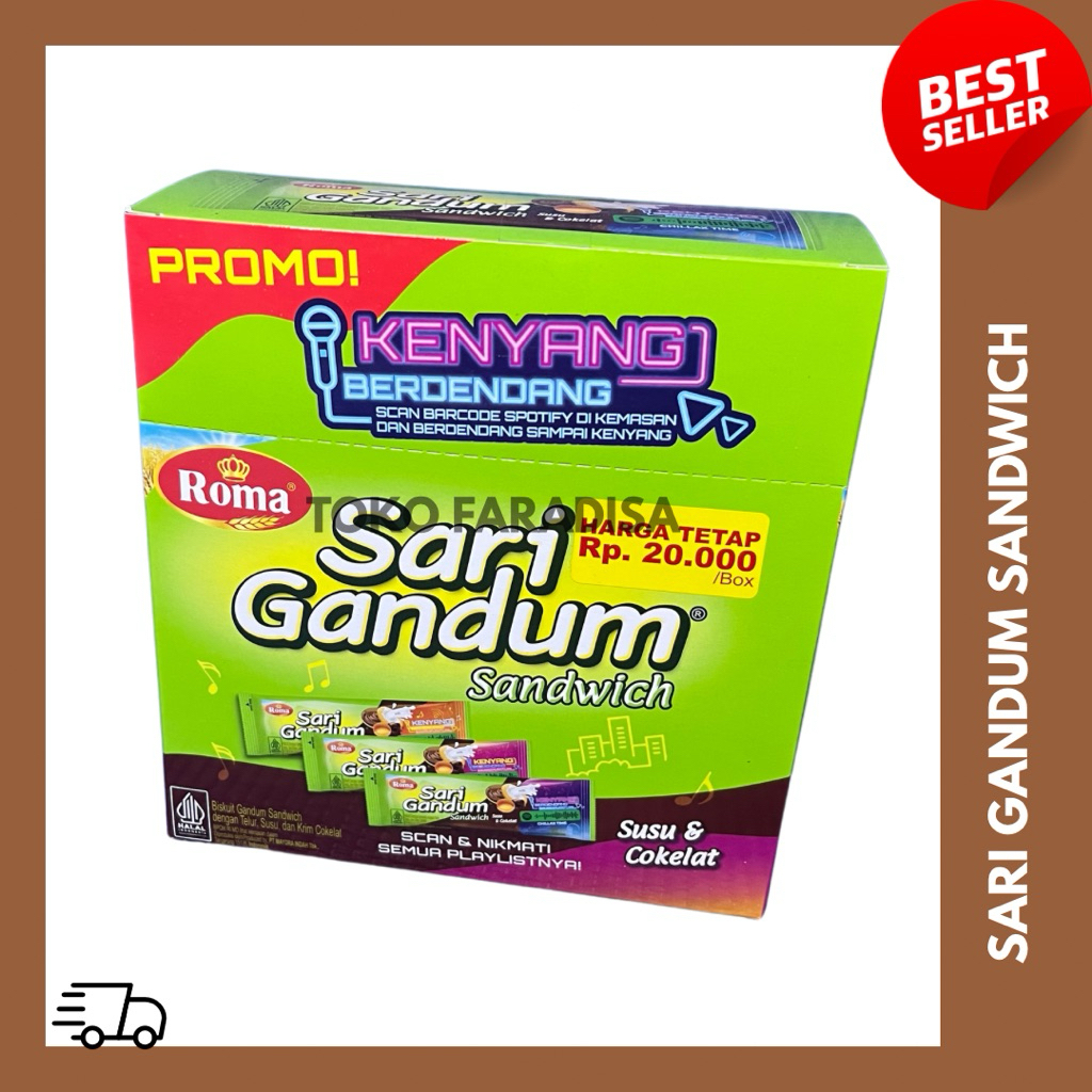 

Roma Sari Gandum Sandwich Cokelat Box Isi 12 Pcs