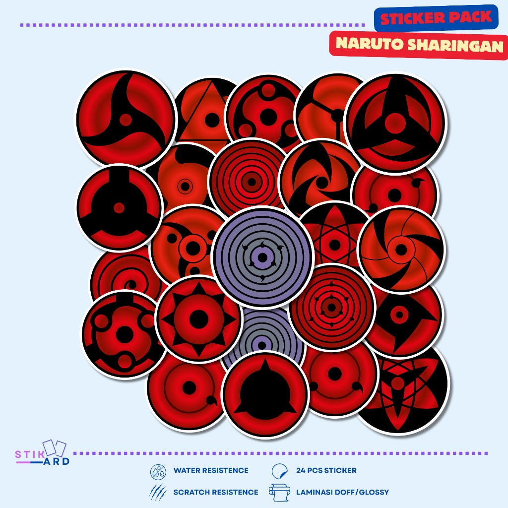 

Stiker Anime Naruto Sharingan | Sticker Pack Laptop Tumbler Helm Koper - Bahan Vinyl Waterproof