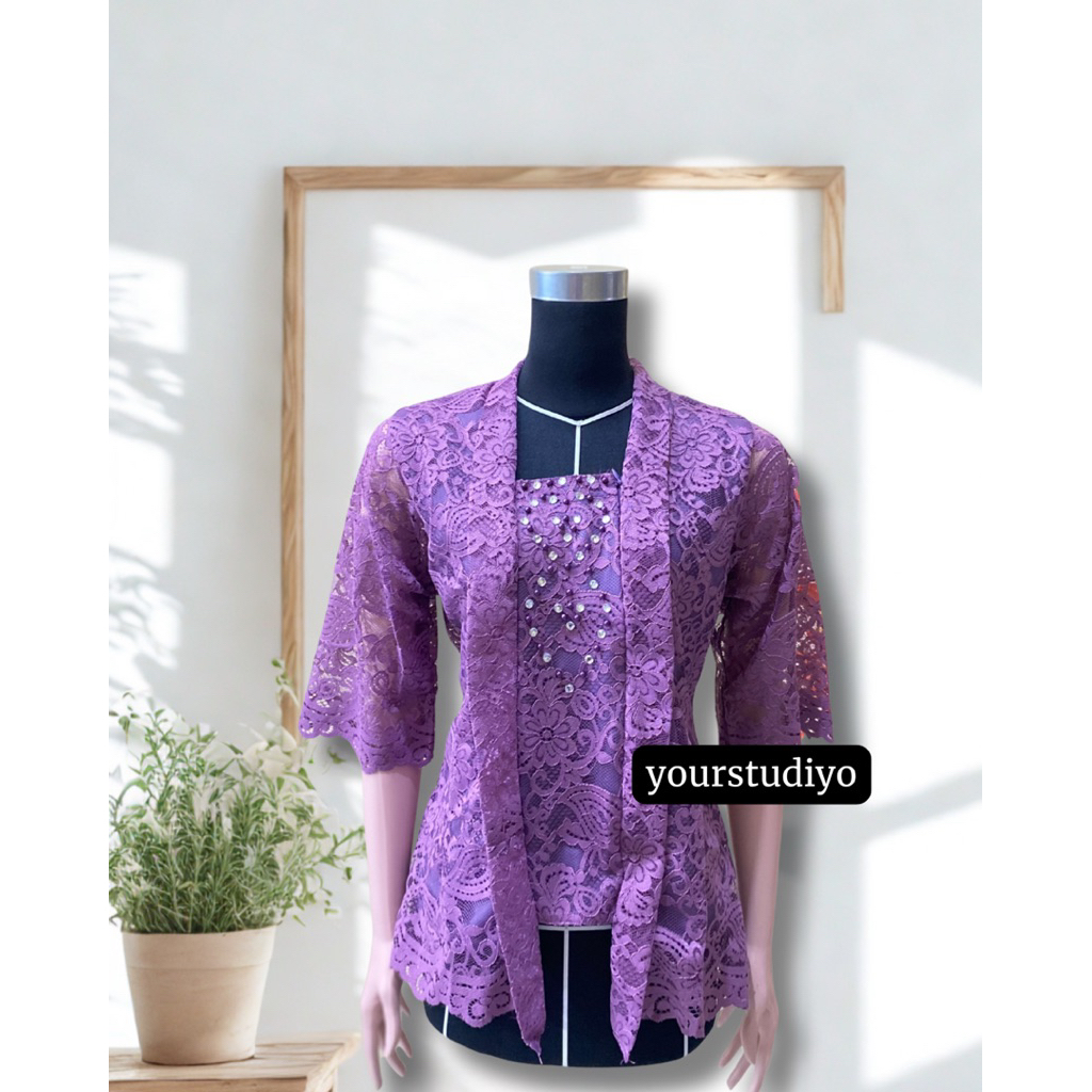 blouse kebaya wanita model kutubaru, atasan brokat wanita terbaru, kebaya brukat kutubaru