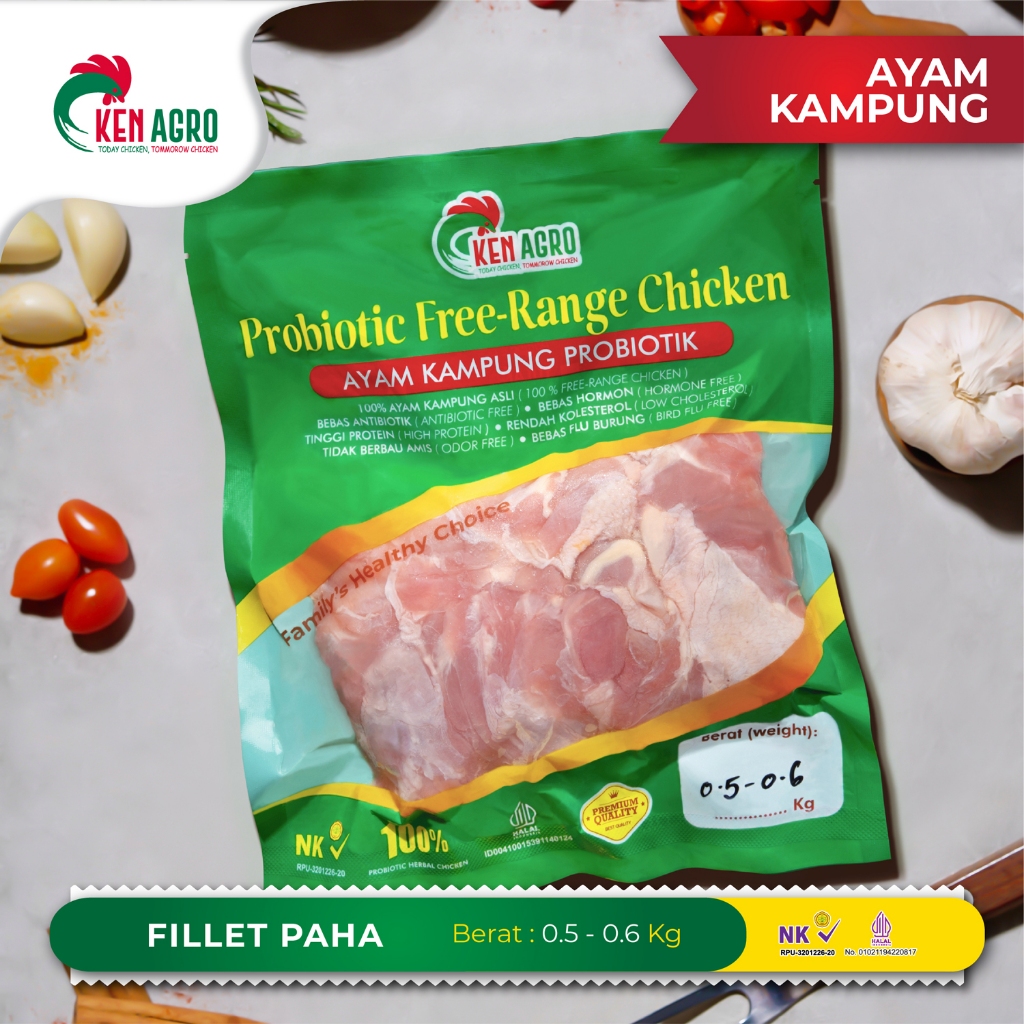 

Ken Agro Ayam Kampung Probiotik Boneless Fillet Paha 0.5-0.6 kg Frozen