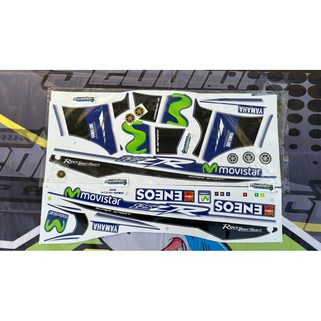 STRIPING STIKER BODY FULLSET YAMAHA 125Z 125ZR BIRU MOVISTAR IMPORT MALAYSIA