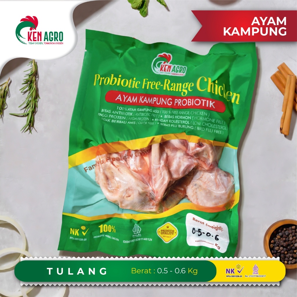 

Ken Agro Ayam Kampung Probiotik Tulang Kepala Kerongkongan Paha 0.5-0.6 kg Frozen