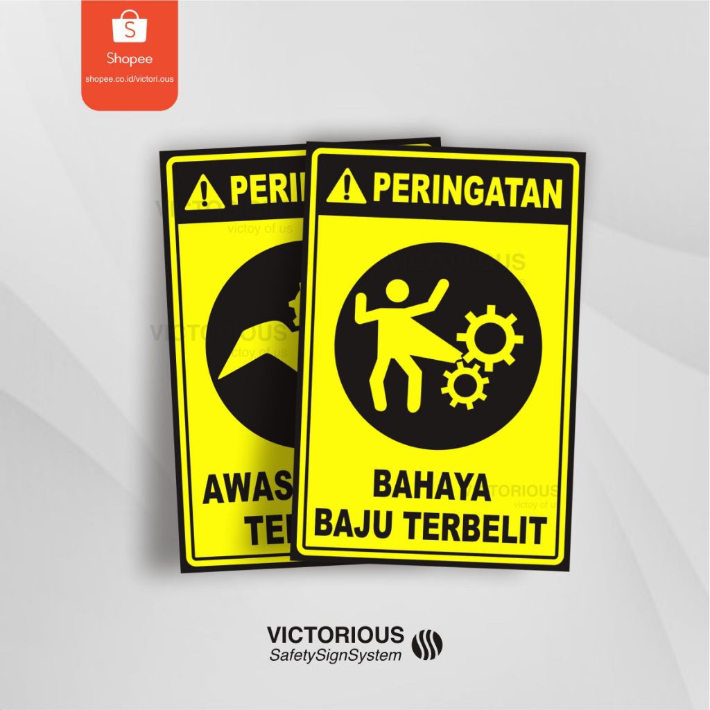 

Sticker Safety K3 Bahaya Mekanis Rambu Peringatan Awas Baju Terbelit