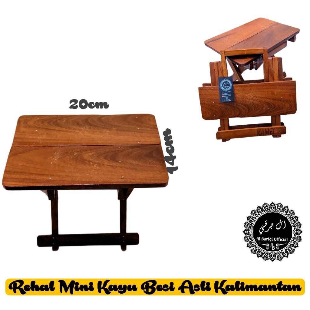 Rehal Kayu Ulin Mini Ukuran Lebar 20cm Muat Dalam Tas / Meja Lipat Kayu Besi Meja Mengaji Ulin Rekal
