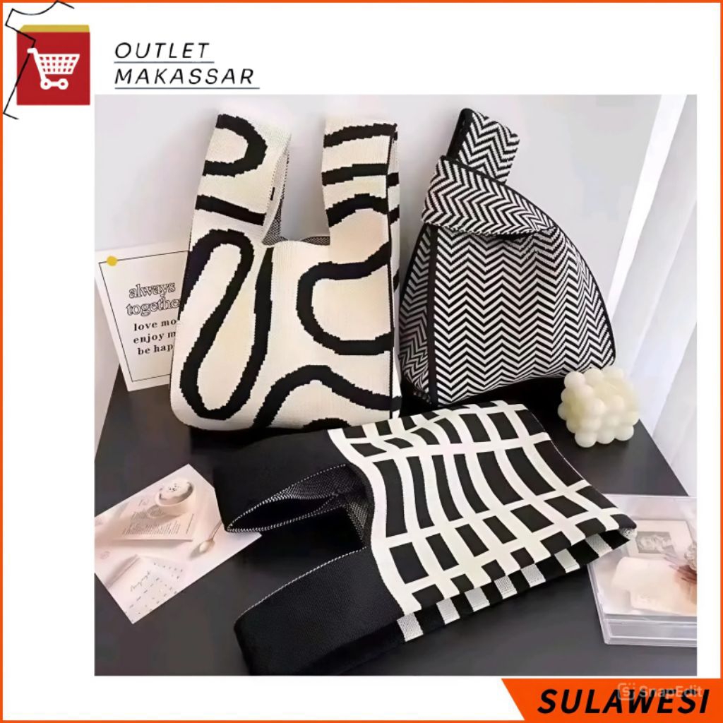 MAKASSAR - Tas Rajut Korea Style / ToteBag Tas Jinjing Rajut