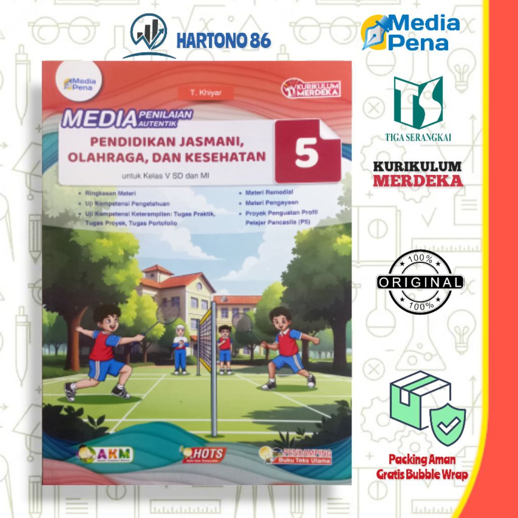 Buku Media penilaian Autentik PJOK kelas 5 SD/MI kurikulum merdeka Media pena Tiga serangkai