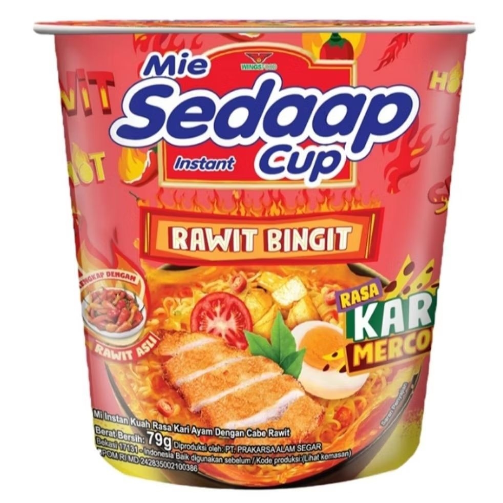 

Sedaap Mi Instan Cup Rawit Bingit Kari Mercon 79 g