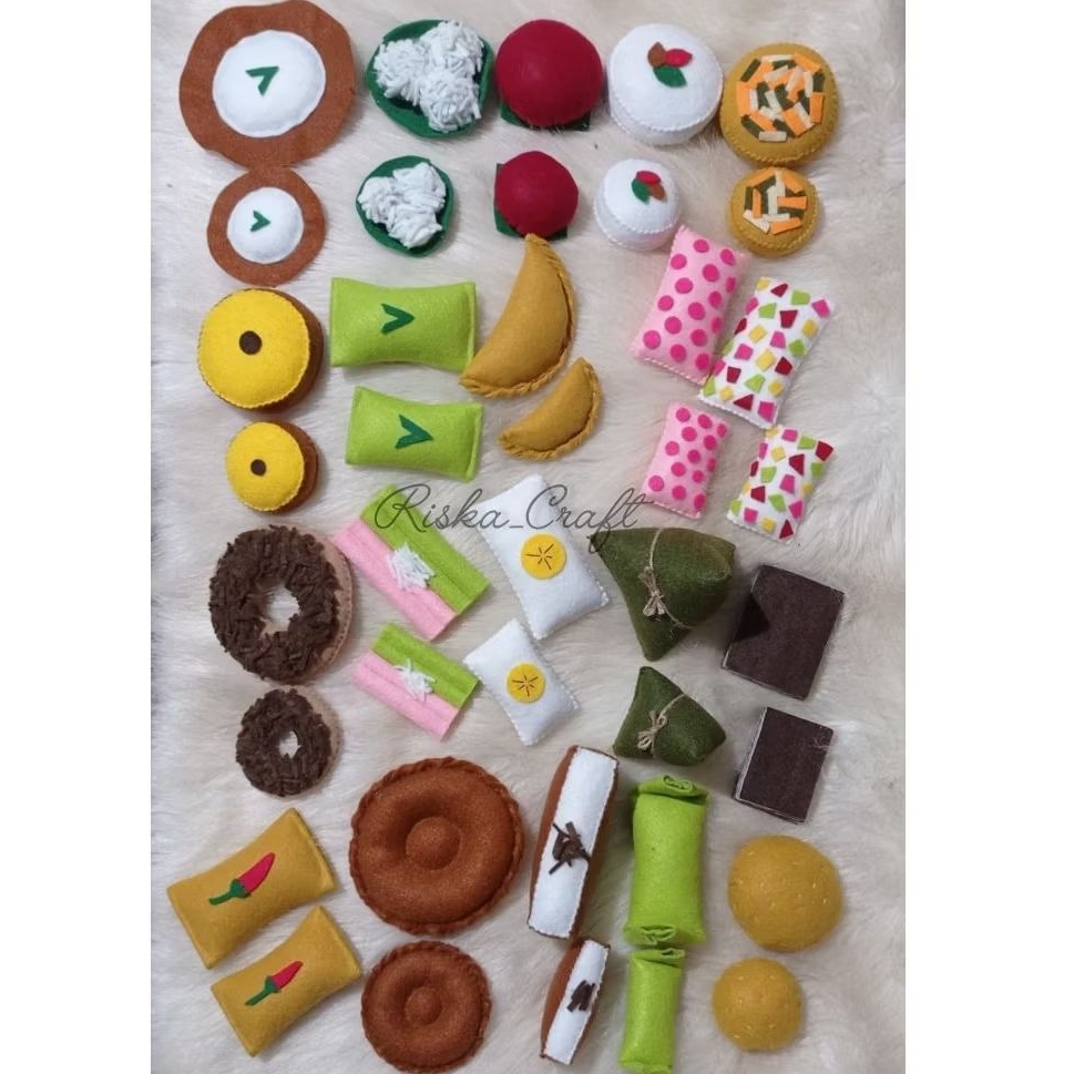 1 paket isi 20 pcs Mainan edukasi anak jajanan pasar jajanan tradisional flanel