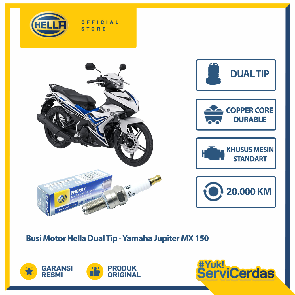 Busi Motor Yamaha Jupiter MX 150 Hella Dual Tip CD10RN-7D - Busi Jupiter MX 150