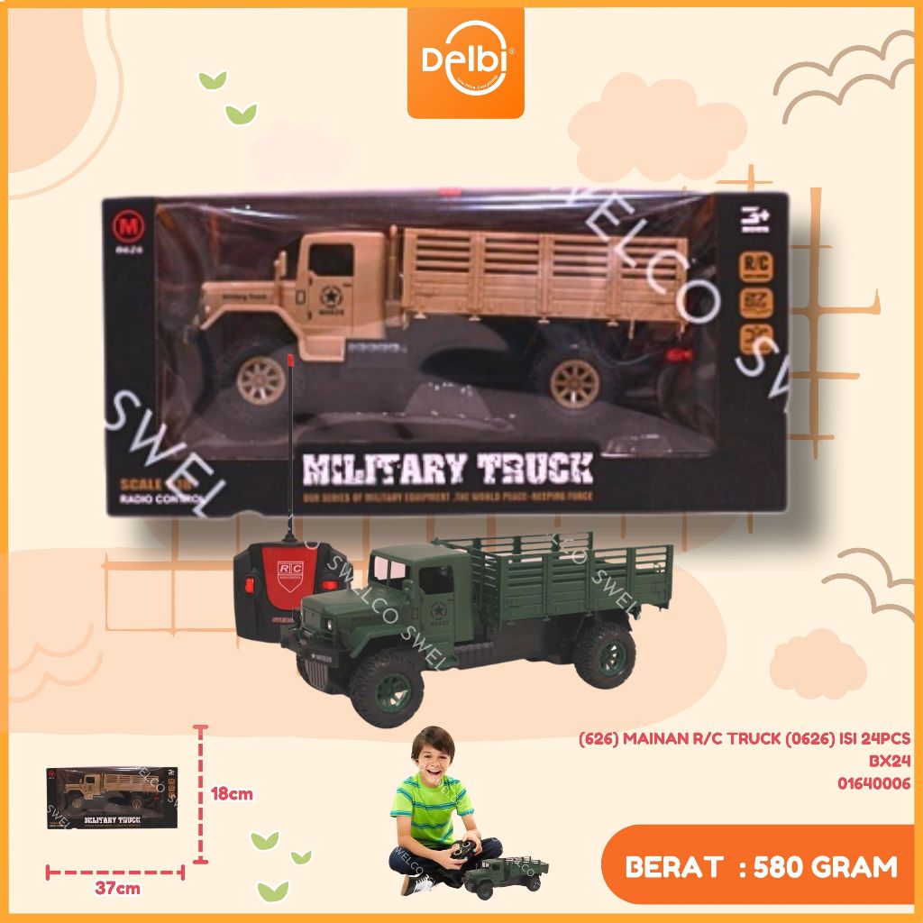RC Military Truck Truk 1/18 Off Road 6WD Mainan R/C Military Truck (0626)
