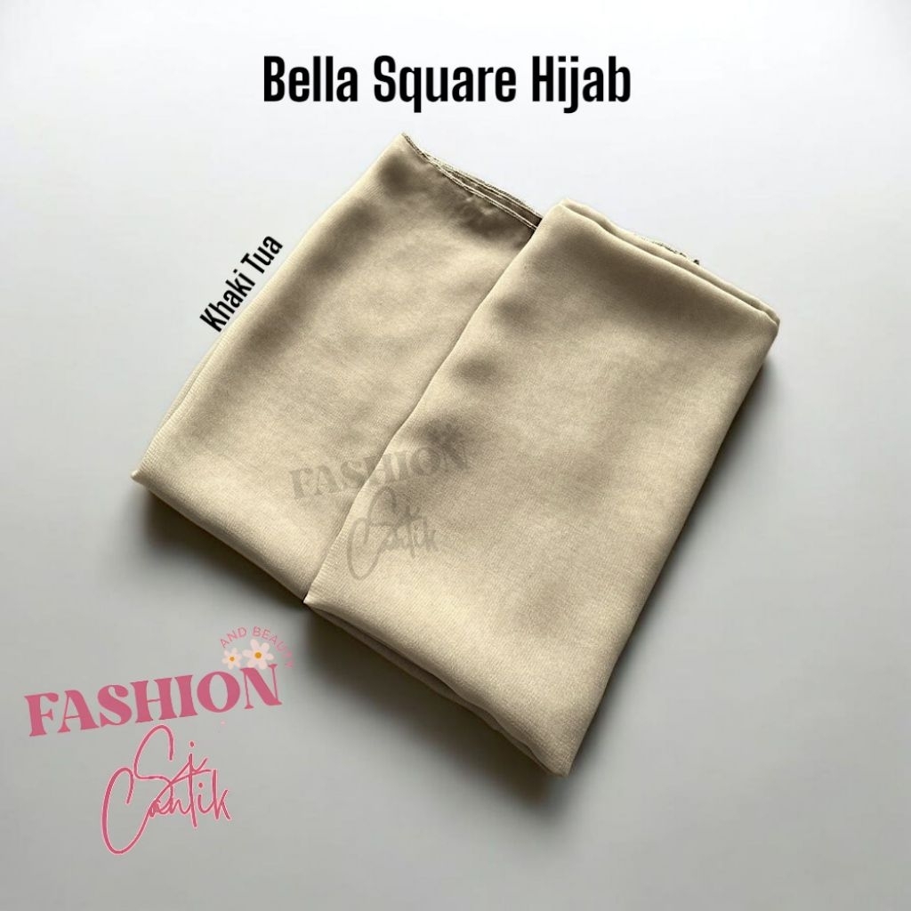 Bella Square Hijab Khaki Tua Segi Empat | Kerudung Premium | Kerudung Polos | Kerudung Lembut | 110 