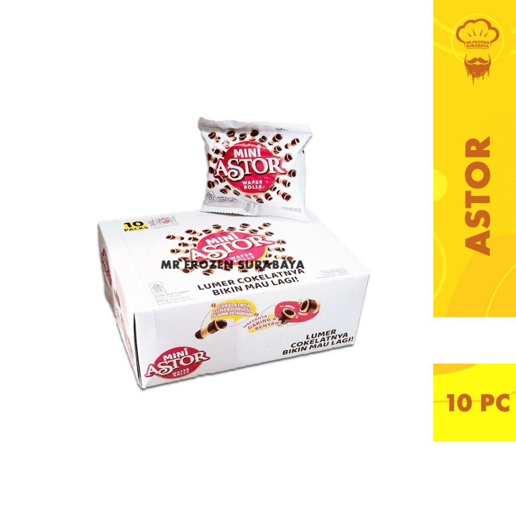 

Mini Astor Wafer Roll 20gr x 10 pcs Kemasan Sachet