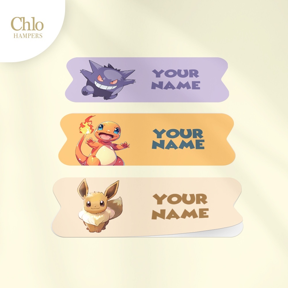 

Stiker Nama Custom Waterproof Pokemon ( Eeve Gengar Charmender )