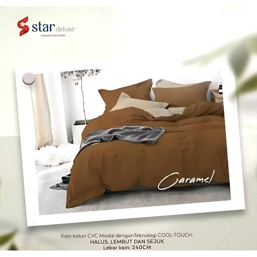 Sprei Set Katun Star Polos Caramel