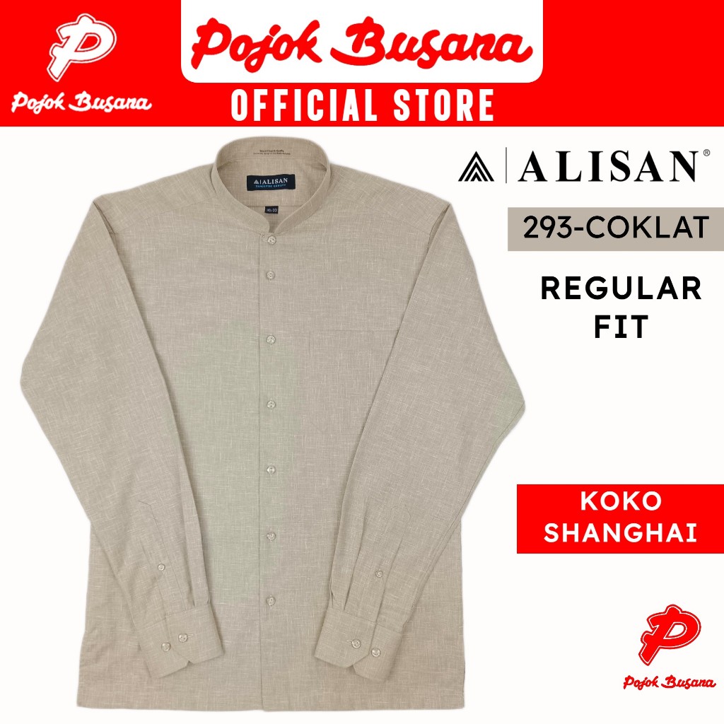 Pojok Busana Kemeja Alisan Kerah Koko Polos Pria - Atasan Cowok Shanghai - Fashion Muslim Putih