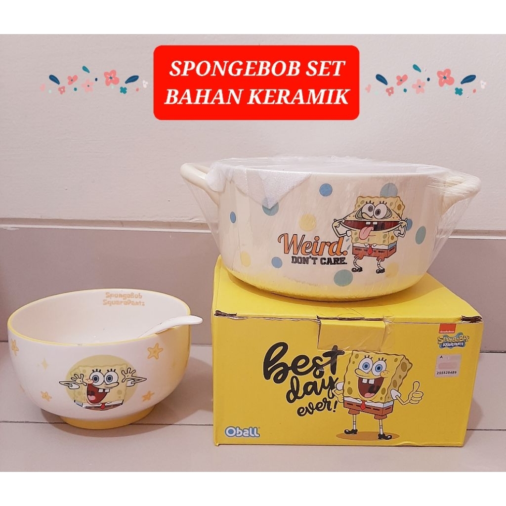 mangkok keramik karakter spongebob mangkok makan anak spongebob mangkok sup spongebob panci sup kara