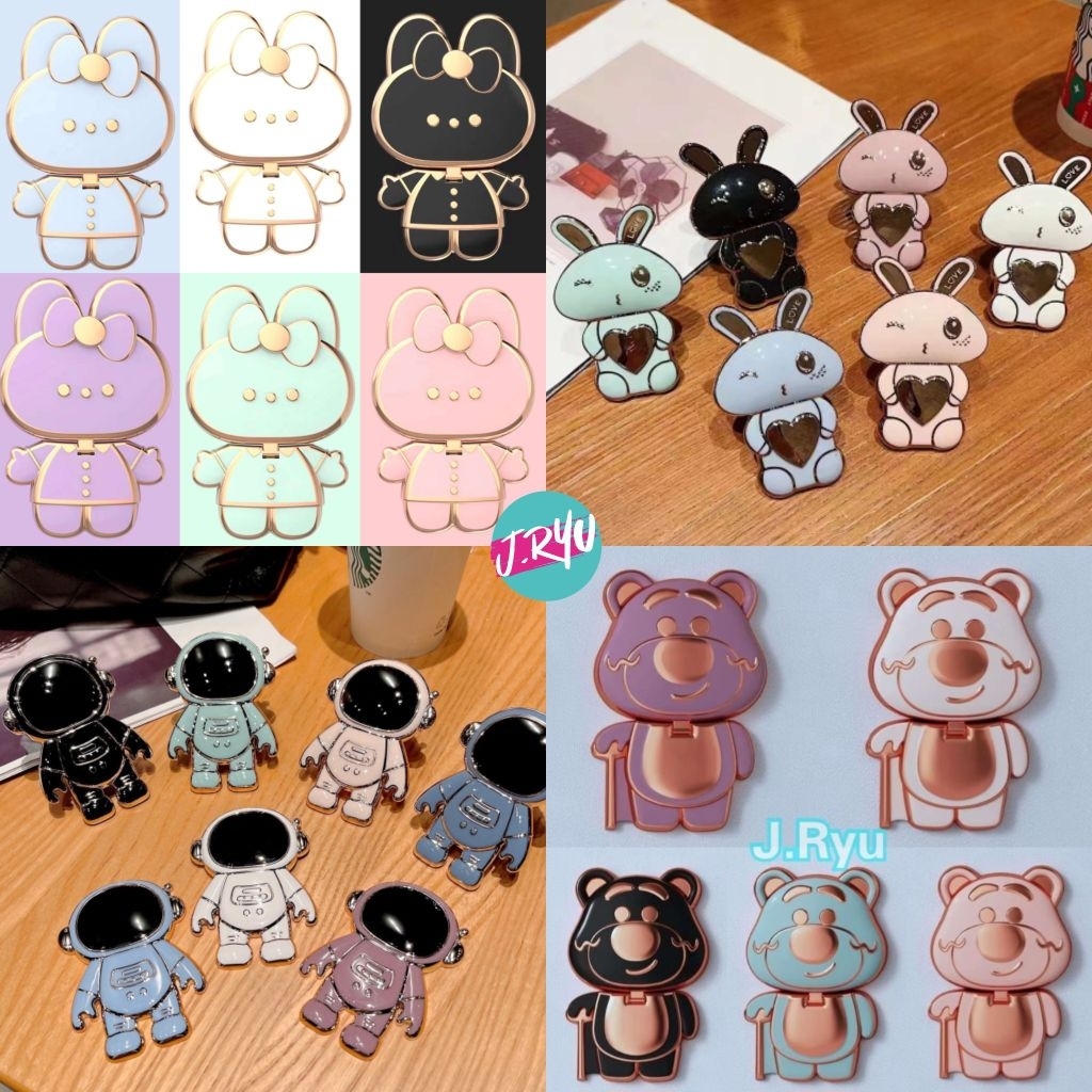 Stand Holder Hp karakter Universal Bentuk Astronot Lipat Dan Kelinci dudukan hp pop stand