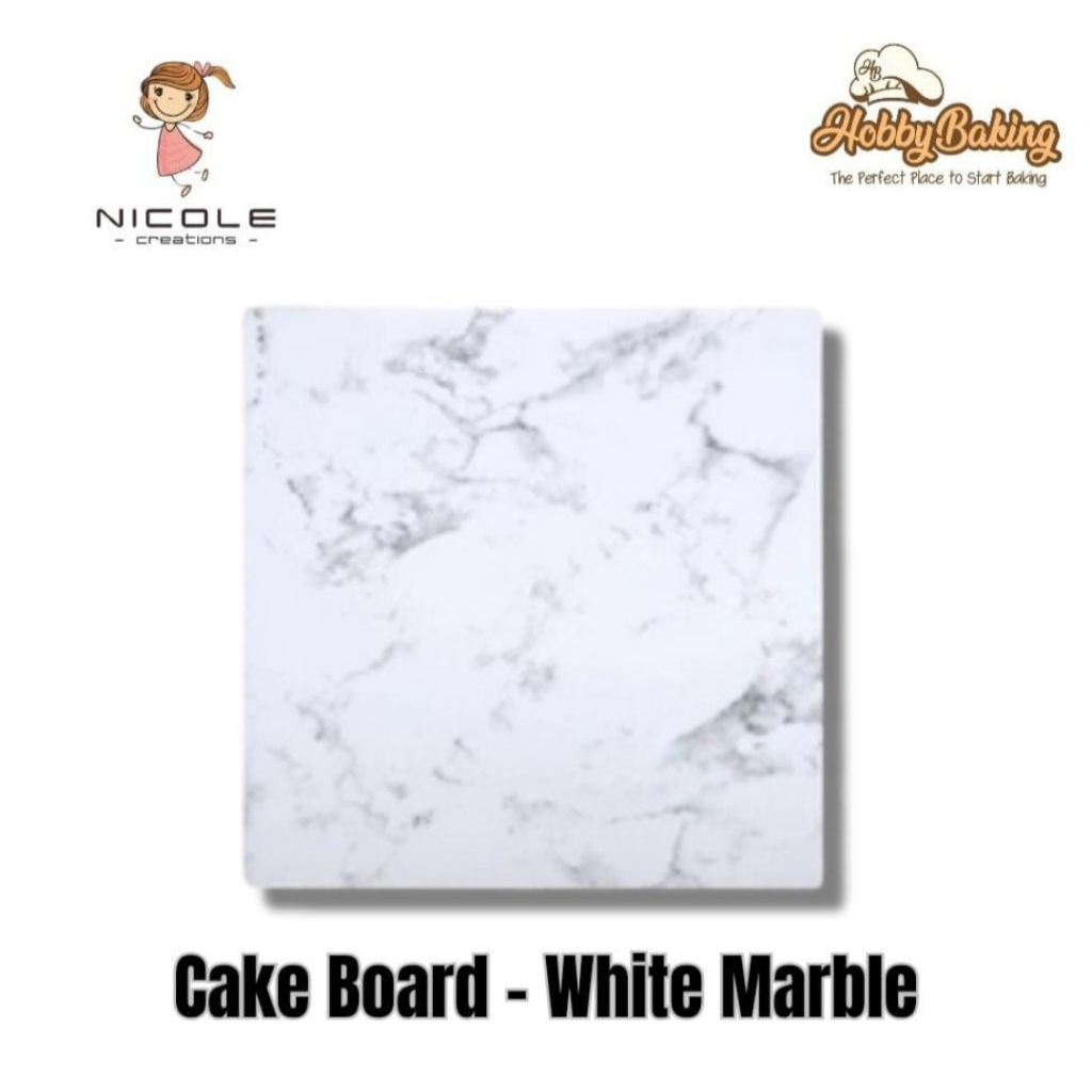 Nicole Cake Board White Marble / Tatakan Kue White Marble