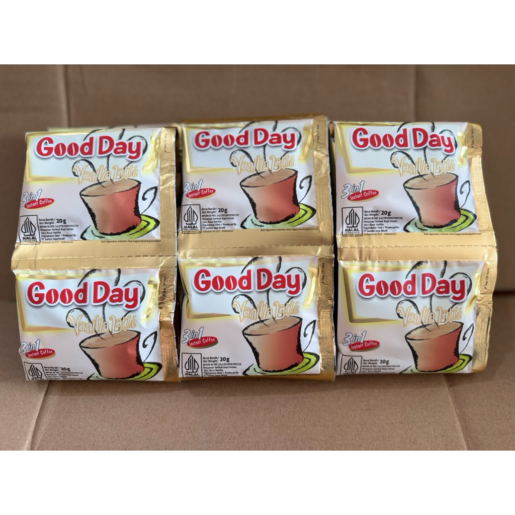 

Goodday 3 in 1 Vanilla Latte 20g 1Renceng isi 10Sachet