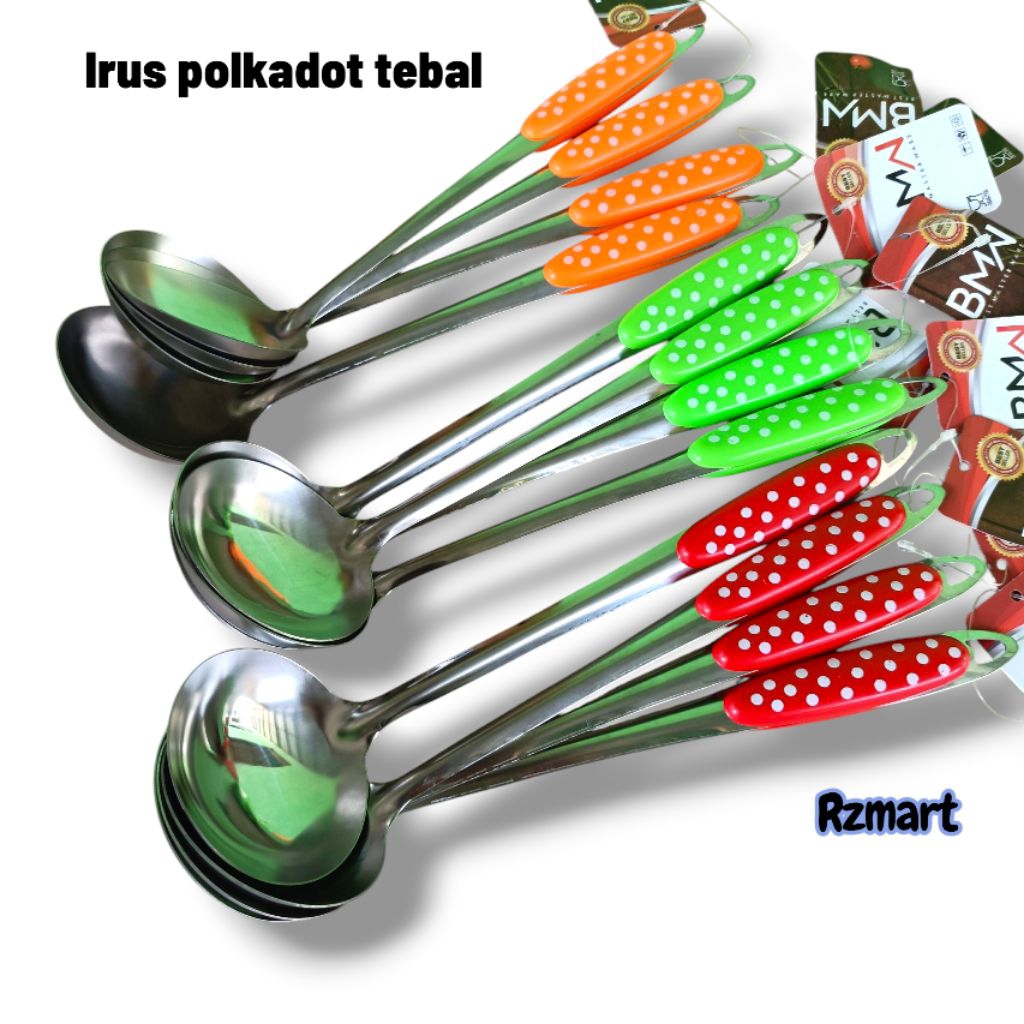 irus Sayur polkadot Sendok Sayur Stainless tebal