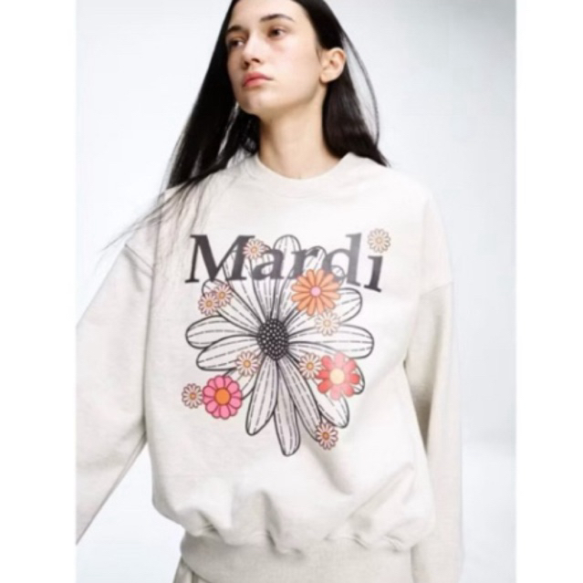 Sweater Mardi | Mardi Mercredi Blossom Sweatshirt Oatmeal Black Preloved 100% Authentic