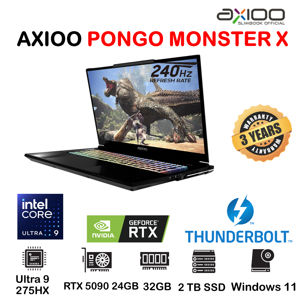 Axioo Pongo Monster X Laptop Gaming i9-14900HX RTX 4090 17.3" 240Hz