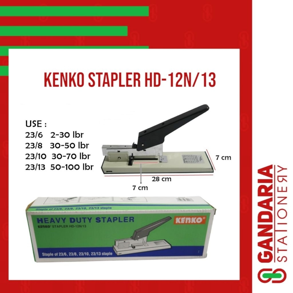 

Stapler Jilid Kenko Hd12N-13 / Hekter Besar / Stapler Jilid Isi 23/6, 23/8, 23/10, 23/13
