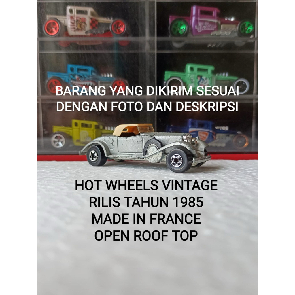 Hot Wheels Vintage Rolls Royce Phantom II Made In FRANCE Rilis 1985 Silver Ban Black Wall Diecast Mo