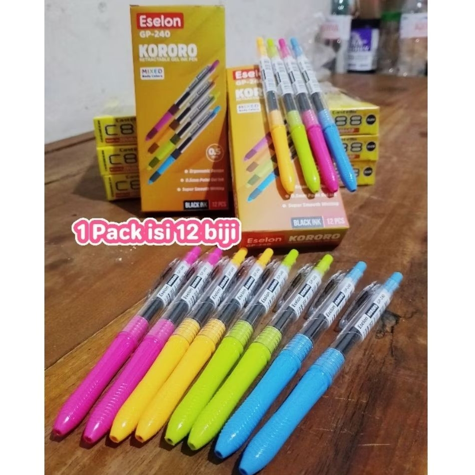 

1 pack ( 12 biji) Pulpen Kororo, Pulpen Gel Kororo
