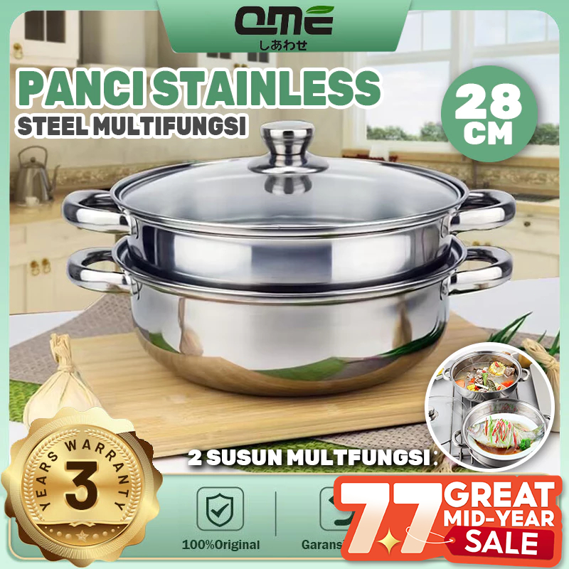 QME PANCI STEAMER KUKUS STAINLESS 2 TINGKAT / PANCI STEAMER / PANCI STEAMER KUKUS STAINLESS STEEL