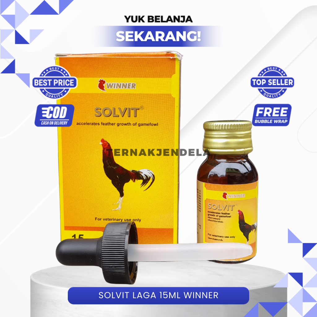 SOLVIT LAGA 15 ML WINNER BY MEDION - Vitamin Penumbuh & Meningkatkan Pertumbuhan Bulu Ayam Laga.